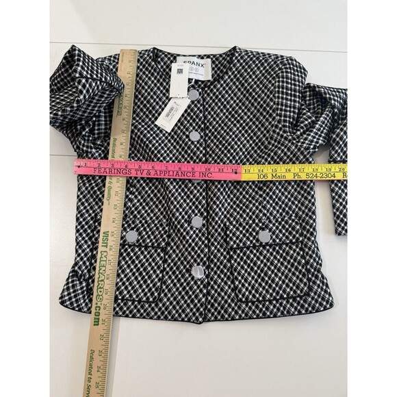 SPANX Women’s PONTE Lady Jacket Jacquard Plaid Blazer NWT Pockets M - Picture 6 of 16